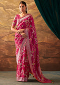 Ruby Red Zari & Resham Woven Designer Banarasi Silk Saree
