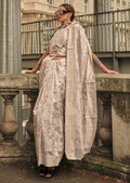 White Woven Handloom Chikankari Lucknowi Organza Silk Saree