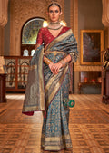Steel Blue Woven Royal Patola Silk Saree