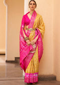 Mustard Yellow Woven Traditional Patola Silk Saree