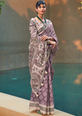 Heather Purple Woven handloom Chanderi Cotton Saree
