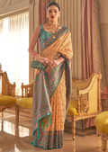 Yellow Copper Copper Zari Woven Pure Handloom Banarasi Silk Saree