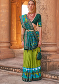 Pear Green Woven Patola Silk Saree
