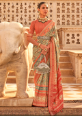 Light Tea Green Woven Royal Traditional Patola Silk Saree