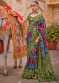 Olive Green Woven Patola Silk Saree