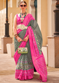 Moss Green Woven Patola Silk Saree