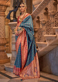 Steel Blue Woven Royal Patola Silk Saree