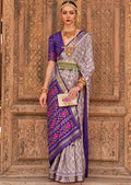 Heather Purple Woven Patola Silk Saree