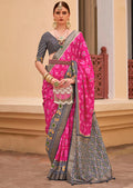 Magenta Pink Woven Traditional Patola Silk Saree