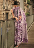 Heather Purple Woven Handloom Chikankari Lucknowi Organza Silk Saree