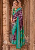 Grape Purple Woven Patola Silk Saree