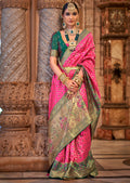 Hot Pink Woven Royal Patola Silk Saree