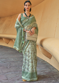 Mint Green Woven handloom Chanderi Cotton Saree