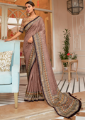 Brown Woven Pure Handloom Khaddi Jute Silk Saree