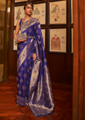 COBALT BLUE ZARI WOVEN HANDLOOM BANARASI SILK SAREE