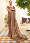 Brown Woven Pure Handloom Khaddi Jute Silk Saree