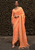 Coral Orange Woven Two Tone Chinon Chiffon Silk Saree
