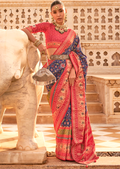 Navy Blue Woven Royal Traditional Patola Silk Saree