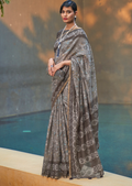 Light Grey Woven handloom Chanderi Cotton Saree