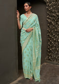 Mint Green Woven Two Tone Chinon Chiffon Silk Saree