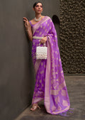 Orchid Purple Woven Two Tone Chinon Chiffon Silk Saree