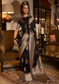 Black Zari Woven Pure Khaddi Banarasi Georgette Saree