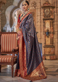 Navy Blue Woven Royal Patola Silk Saree