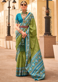 Olive Green Woven Patola Silk Saree