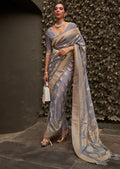 Grey Woven Two Tone Chinon Chiffon Silk Saree