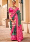 Bottle Green Woven Patola Silk Saree