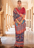 Navy Blue Woven Patola Silk Saree