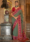 Bottle Green Woven Royal Traditional Patola Silk Saree