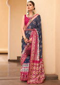 Deep Grey Woven Traditional Patola Silk Saree