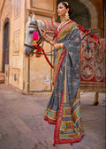 Grey Woven Patola Silk Saree