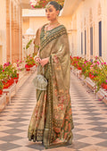 Sage Green Woven Chiffon Patola Saree