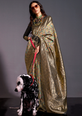 Grey Resham Woven Kashmiri Jamewar Silk Saree