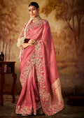 Corise Red Zari Woven Heavy Embroidered Designer Kanjivaram Silk Saree