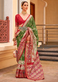 Olive Green Woven Traditional Patola Silk Saree