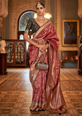 Burgundy Red Woven Royal Patola Silk Saree