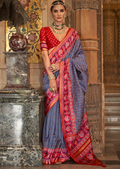 Navy Blue Woven Royal Traditional Patola Silk Saree