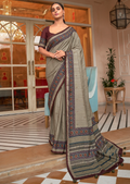 Sage Green Woven Pure Handloom Khaddi Jute Silk Saree