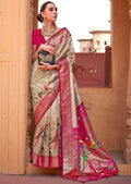 Mint Blue Woven Paithani Silk Saree