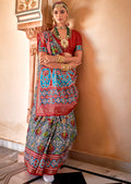 Steel Grey Woven Patola Silk Saree