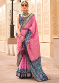 Flamingo Pink Woven Patola Silk Saree