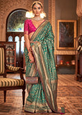 Turquoise Green Woven Royal Patola Silk Saree