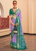 Lavender Purple Woven Patola Silk Saree