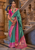 Turquoise Green Woven Royal Patola Silk Saree