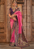 Deep Pink Zari Woven Kanjivaram Paithani Silk Saree