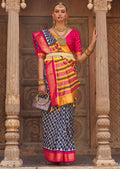 Navy Blue Woven Patola Silk Saree