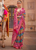 Pink Woven Patola Silk Saree